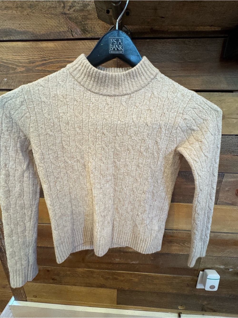 Crewcuts Beige Cable Knit Mock Neck Sweater